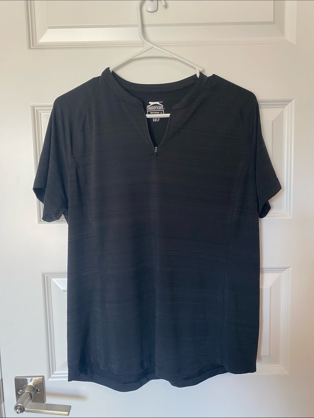 Slazenger Black Short-Sleeve Golf Polo with Zip Placket